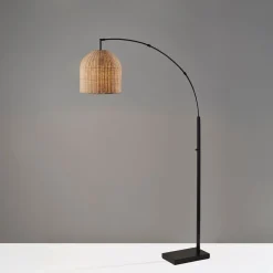West Elm Louisa Rattan Arc Floor Lamp (80")
