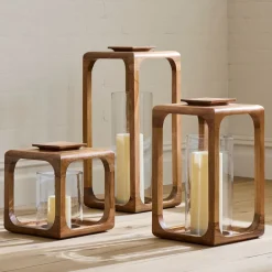 West Elm Mango Wood Lanterns