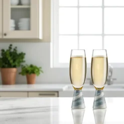 West Elm Marble & Glass Champagne Flutes (Set of 2)
