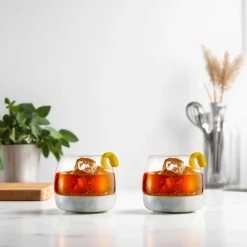 West Elm Marble & Glass Whiskey Glasses (Set of 2)