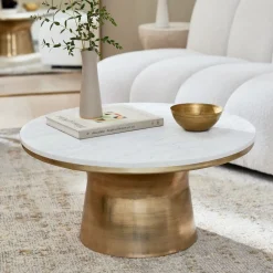 West Elm Marble Topped Pedestal Coffee Table (30.5")