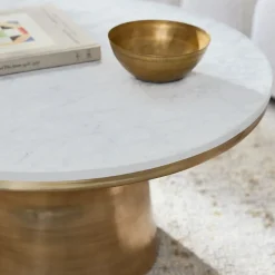 West Elm Marble Topped Pedestal Coffee Table (30.5")