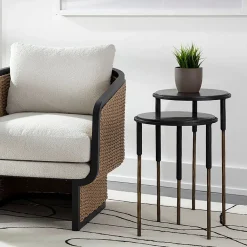 West Elm Marble & Wrought Iron Nesting Side Tables (15")