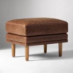 West Elm Marcel Leather Chair Ottoman