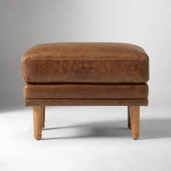 West Elm Marcel Leather Chair Ottoman