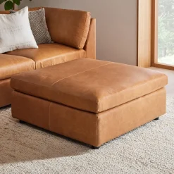 West Elm Marin Leather Ottoman