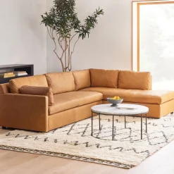 West Elm Marin Leather 2-Piece Bumper Chaise Sectional (114")