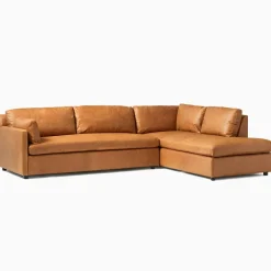 West Elm Marin Leather 2-Piece Bumper Chaise Sectional (114")