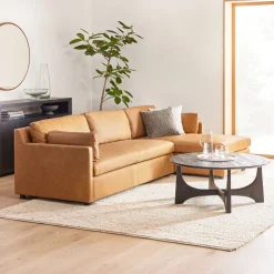 West Elm Marin Leather 2-Piece Chaise Sectional (114")