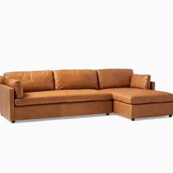 West Elm Marin Leather 2-Piece Chaise Sectional (114")