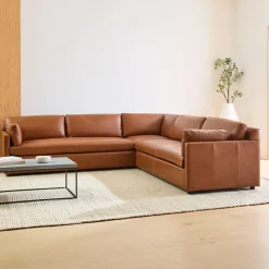 West Elm Marin Leather 3-Piece L-Shaped Sectional (114")