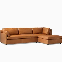 West Elm Marin Leather 3-Piece Ottoman Sectional (114")