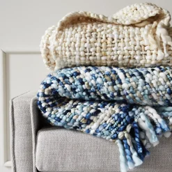 West Elm Marled Basketweave Throw