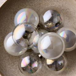 West Elm Medium Glass Ball Ornaments (Set of 9) - Pearl White & Iridescent