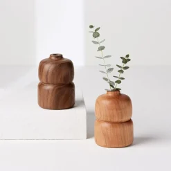 West Elm Melanie Abrantes Hardwood Bud Vase - Double