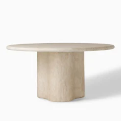 West Elm Menorca Faux Travertine Outdoor Round Dining Table (60")