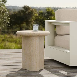 West Elm Menorca Faux Travertine Outdoor Side Table (18")