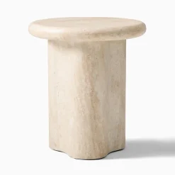 West Elm Menorca Faux Travertine Outdoor Side Table (18")