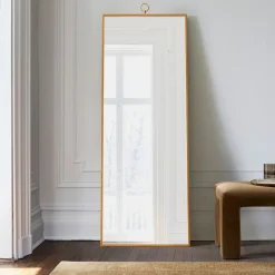 West Elm Metal Frame Antique Gold Floor Mirror