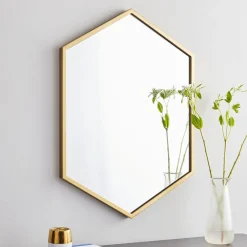 West Elm Metal Frame Hexagon Wall Mirror
