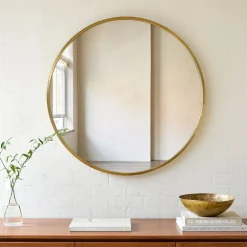 West Elm Metal Frame Round Wall Mirror