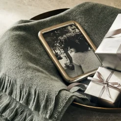 West Elm Metal Tabletop Frame w/ Metal Bowl & Brushed Woven Throw Gift Set