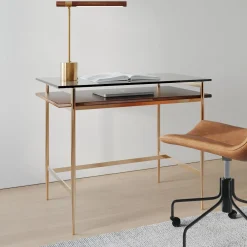 West Elm Mid-Century Art Display Mini Desk (36") & Slope Office Chair Set