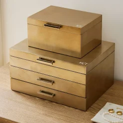 West Elm Mid-Century Champagne Lacquer Jewelry Boxes
