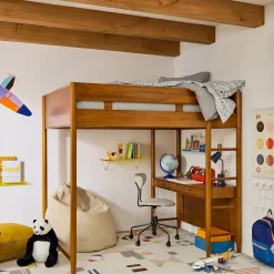 Kids West Elm Mid-Century Full Loft Bed w/ Desk