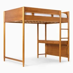 Kids West Elm Mid-Century Full Loft Bed w/ Desk