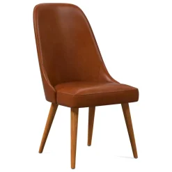 West Elm Mid-Century High-Back Leather Dining Chair
