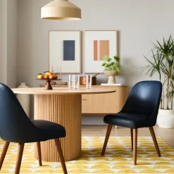 West Elm Mid-Century Leather Dining Chair - Wood Legs
