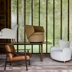 West Elm Mid-Century Leather Show Wood Chair