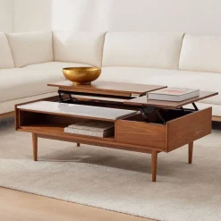 West Elm Mid-Century Marble Double Pop-Up Coffee Table (51")