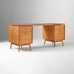 West Elm Mid-Century Modular Desk w/ 2 File Cabinets (70")