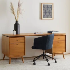 West Elm Mid-Century Modular Desk w/ 2 File Cabinets (70") - ADA
