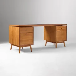 West Elm Mid-Century Modular Desk w/ 2 File Cabinets (70") - ADA