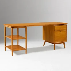 West Elm Mid-Century Modular Desk w/ File Cabinet & Shelves (70")