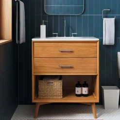 West Elm Mid-Century Open Storage Single Bathroom Vanity (–) - Acorn