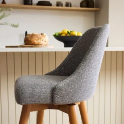 West Elm Mid-Century Upholstered Swivel Counter Stool - Wood Legs