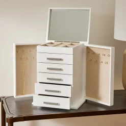 West Elm Mid-Century White Lacquer Jewelry Boxes