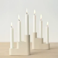 West Elm Misewell Step Ceramic Candelabra - White