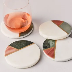 West Elm Mixed Marble & Brass Coaster Sets