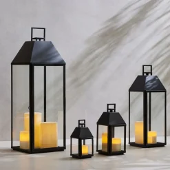 West Elm Modern Antique Bronze Metal Outdoor Lanterns