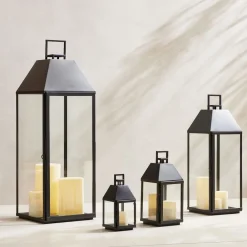 West Elm Modern Antique Bronze Metal Outdoor Lanterns
