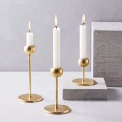 West Elm Modern Brass Metal Candleholders