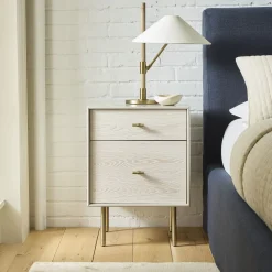 West Elm Modernist Wood & Lacquer Nightstand (19") - Winter Wood