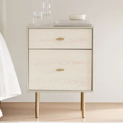 West Elm Modernist Wood & Lacquer Nightstand (19") - Winter Wood