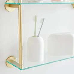 West Elm Modern Overhang Double Glass Bathroom Shelf