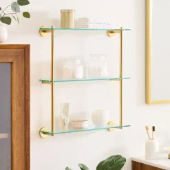 West Elm Modern Overhang Triple Glass Bathroom Shelf